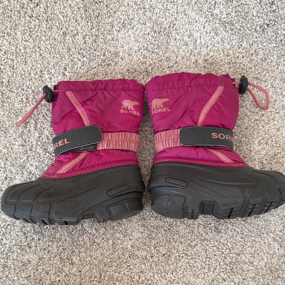 Sorel Kids' Magenta and Black Snow Boots
